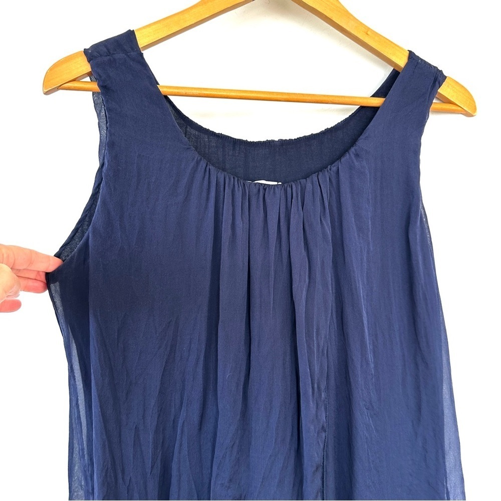 Bellambia Italy Asymmetrical Blue Blouse with Flowing Design, silk - Picture 3 of 11